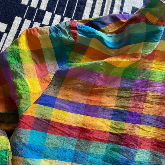 Kathleen sommers plaid multicolor silk blouse size medium - Picture 8 of 11